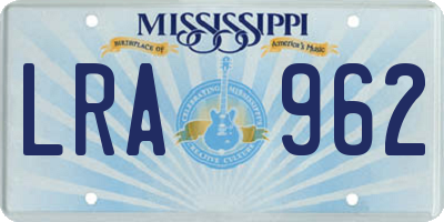 MS license plate LRA962