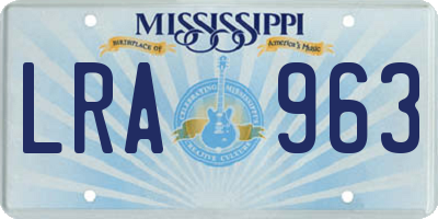 MS license plate LRA963