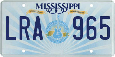 MS license plate LRA965
