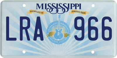 MS license plate LRA966