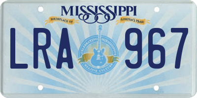 MS license plate LRA967