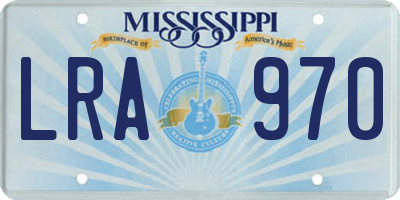 MS license plate LRA970
