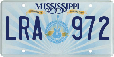 MS license plate LRA972