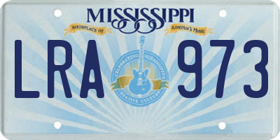 MS license plate LRA973