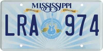 MS license plate LRA974