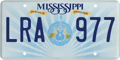 MS license plate LRA977
