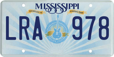 MS license plate LRA978
