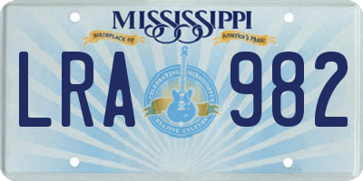 MS license plate LRA982