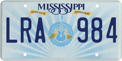 MS license plate LRA984