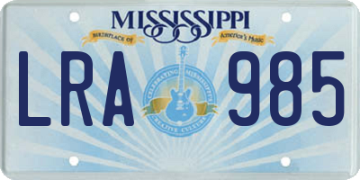 MS license plate LRA985