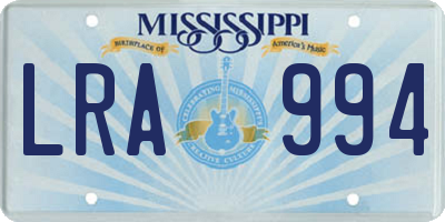 MS license plate LRA994