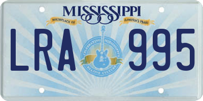 MS license plate LRA995