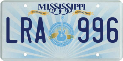 MS license plate LRA996
