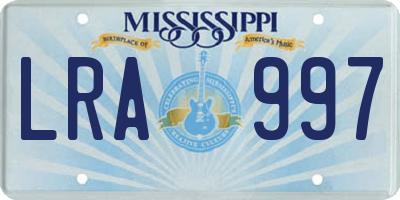 MS license plate LRA997