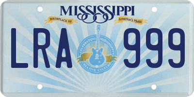 MS license plate LRA999