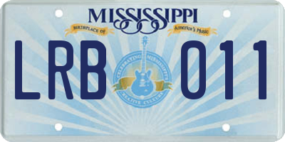MS license plate LRB011
