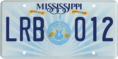 MS license plate LRB012
