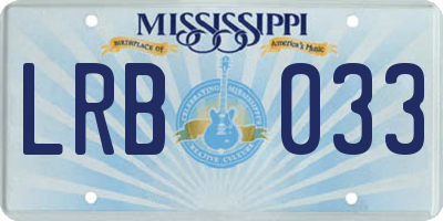 MS license plate LRB033