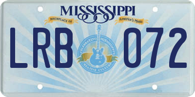 MS license plate LRB072