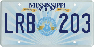 MS license plate LRB203