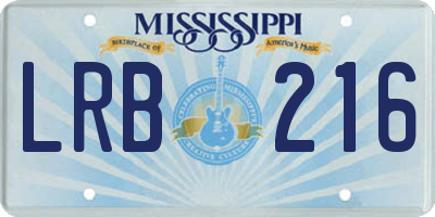 MS license plate LRB216