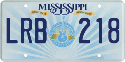 MS license plate LRB218