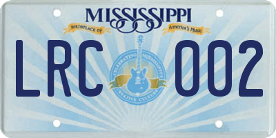 MS license plate LRC002