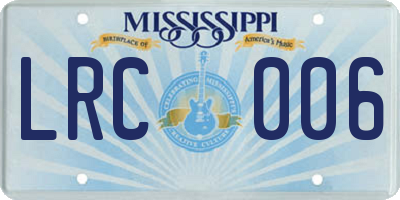 MS license plate LRC006