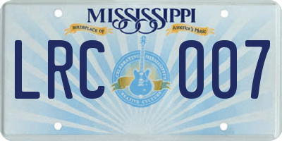 MS license plate LRC007