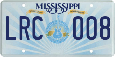MS license plate LRC008