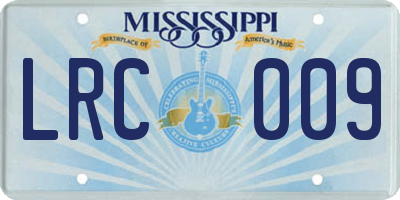 MS license plate LRC009