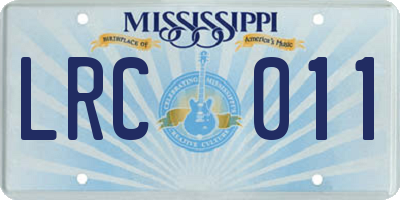 MS license plate LRC011