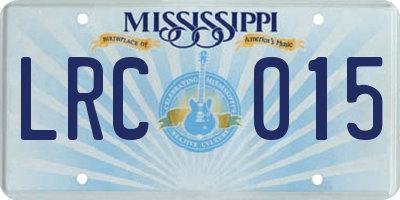 MS license plate LRC015
