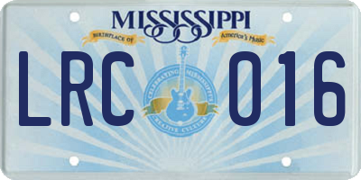MS license plate LRC016