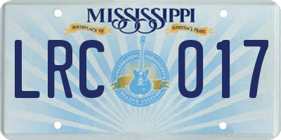 MS license plate LRC017
