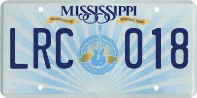 MS license plate LRC018