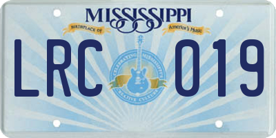 MS license plate LRC019
