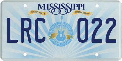 MS license plate LRC022