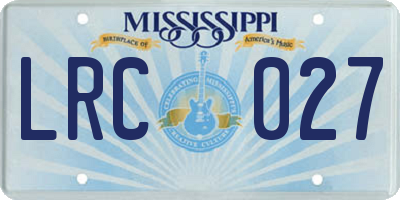 MS license plate LRC027