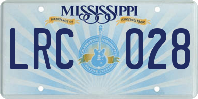 MS license plate LRC028