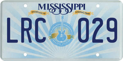MS license plate LRC029