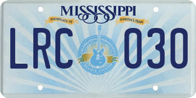 MS license plate LRC030