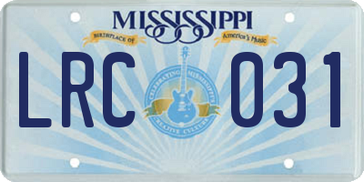 MS license plate LRC031