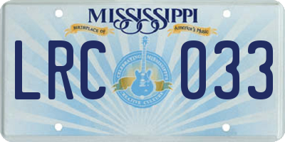 MS license plate LRC033
