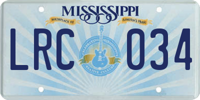 MS license plate LRC034
