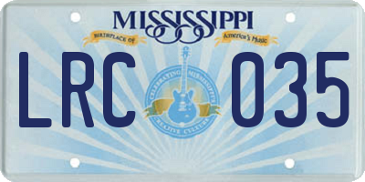 MS license plate LRC035