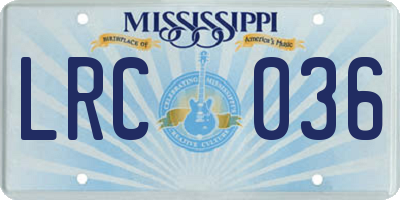 MS license plate LRC036