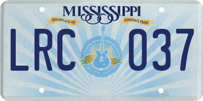 MS license plate LRC037