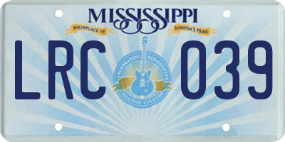 MS license plate LRC039