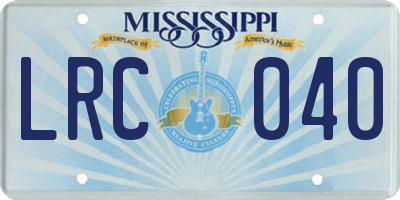 MS license plate LRC040